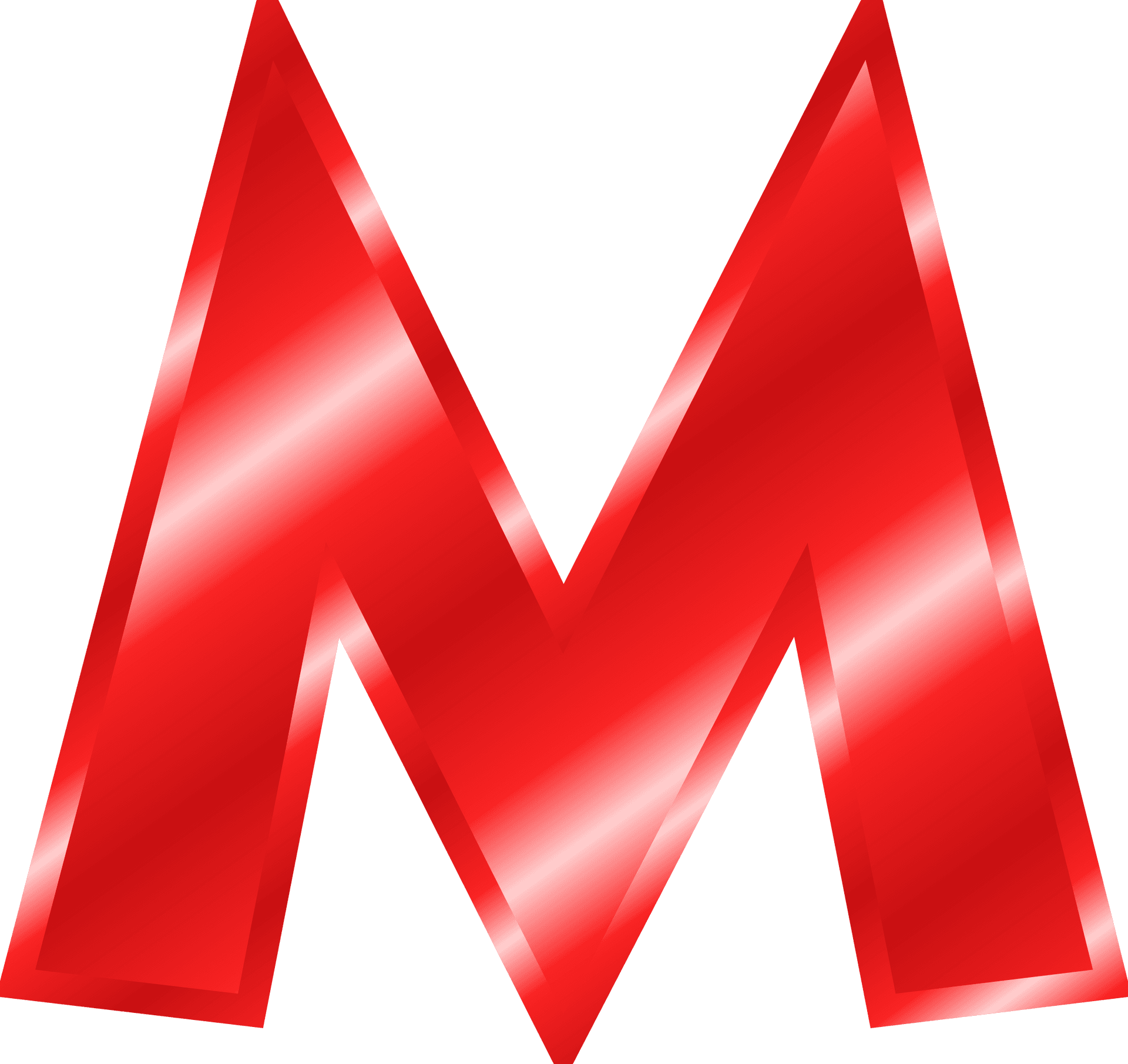 Red Glossy Letter M Graphic PNG image