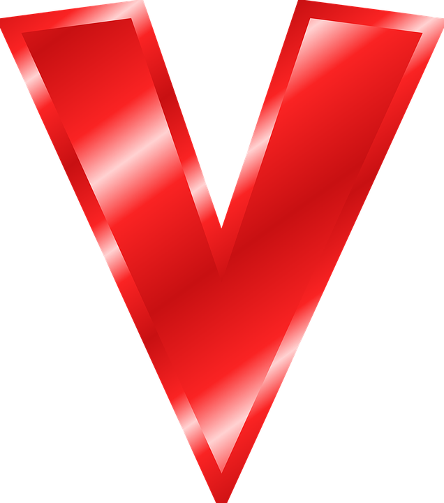 Red Glossy Letter V Graphic PNG image