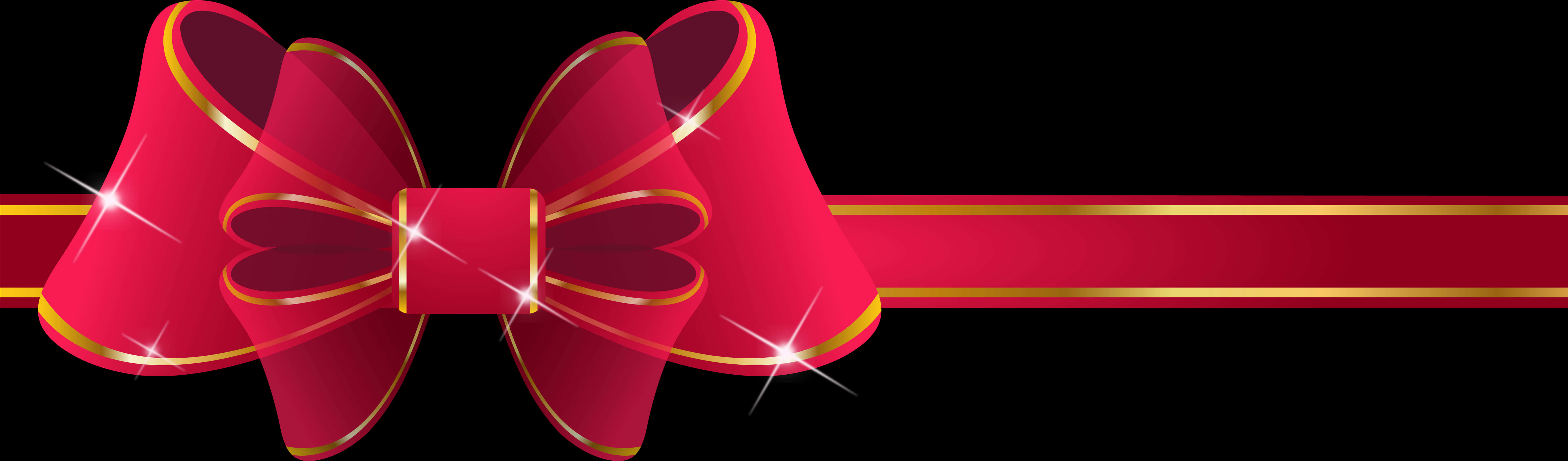 Red Gold Bow Ribbon Banner PNG image