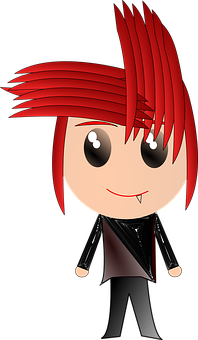 Red Haired Anime Character Illustration PNG image