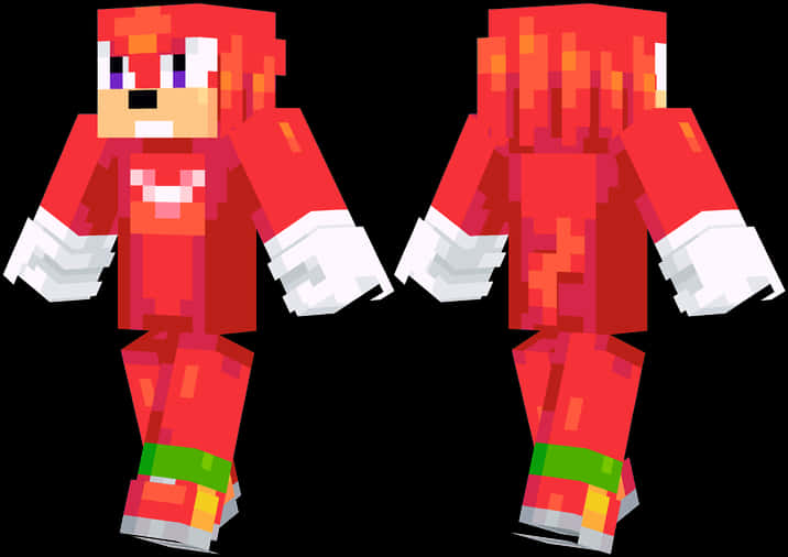 Red Haired Anime Character Minecraft Skin PNG image