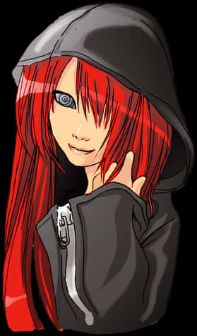 Red Haired Anime Character With Rinnegan PNG image