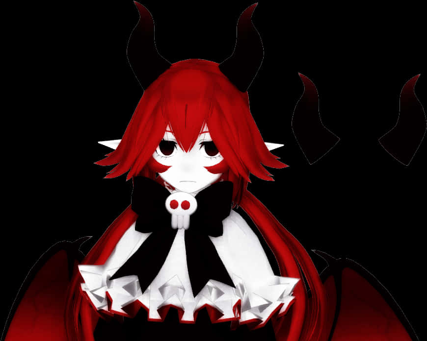 Red Haired Anime Demon Girl PNG image