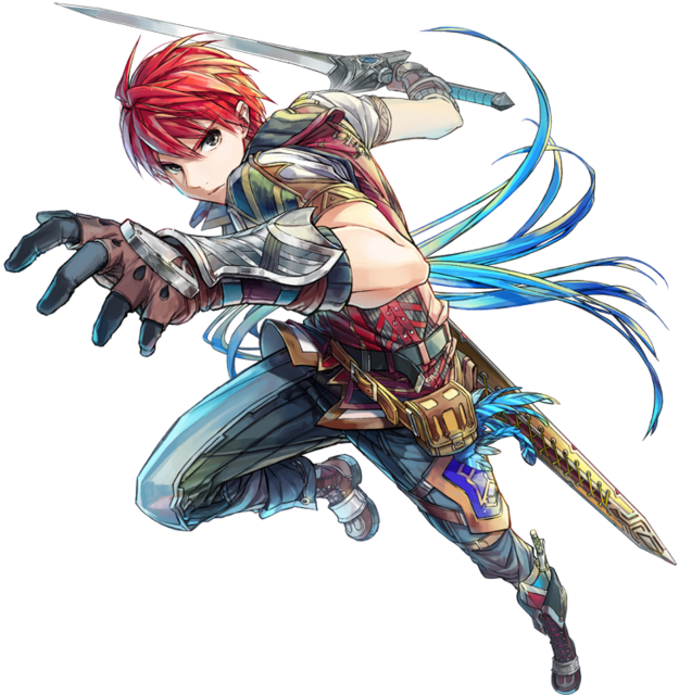 Red Haired Anime Warrior Action Pose PNG image