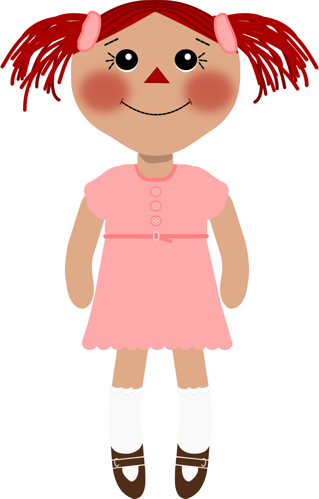 Red Haired Cartoon Dollin Pink Dress.png PNG image