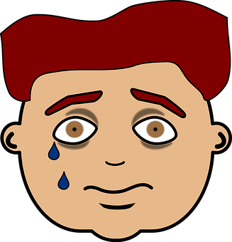 Red Haired Cartoon Face Tears PNG image