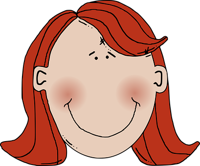 Red Haired Cartoon Girl Smiling PNG image