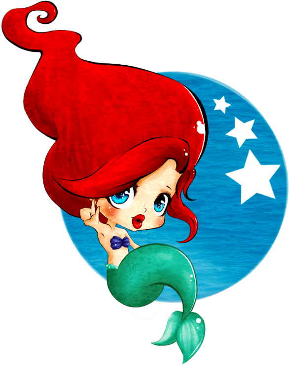 Red Haired Cartoon Mermaid PNG image