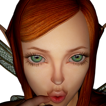 Red Haired Elf Gesture PNG image