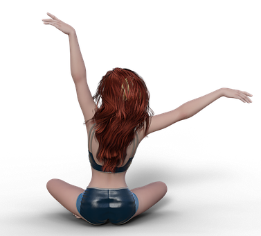 Red Haired Girl Dancing Black Background PNG image