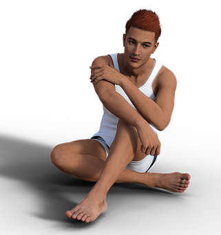 Red Haired Man Seated Casually PNG image