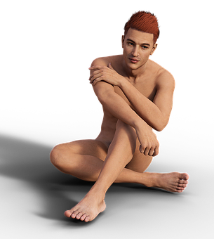 Red Haired Man Seated Pose PNG image