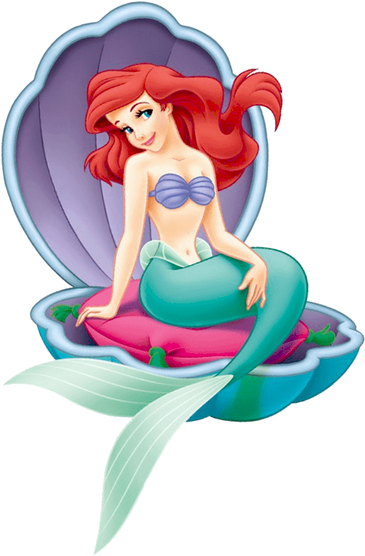 Red Haired Mermaid Seashell Clipart PNG image