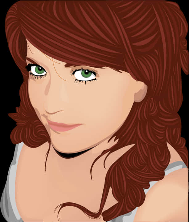 Red Haired Woman Vector Portrait PNG image