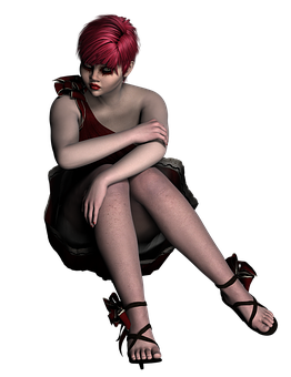 Red Haired3 D Character Sitting PNG image