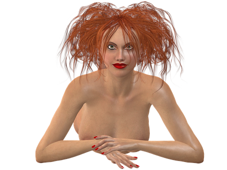 Red Haired3 D Model PNG image