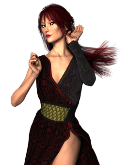 Red Haired3 D Model Pose PNG image