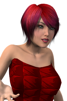 Red Haired3 D Model Woman PNG image