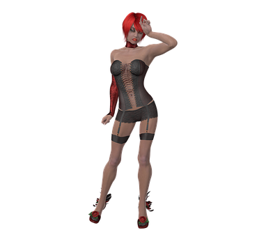 Red Haired3 D Modelin Lingerie PNG image