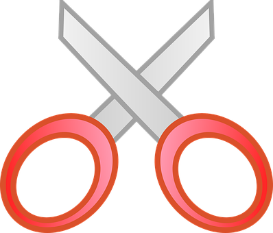 Red Handled Scissors Vector PNG image