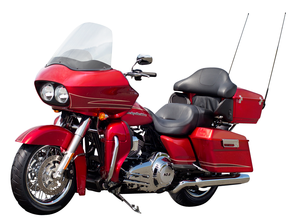 Red Harley Davidson Touring Motorcycle PNG image