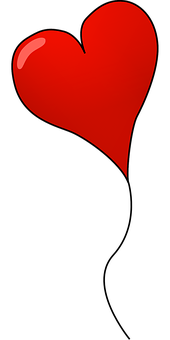 Red Heart Balloon Black Background PNG image