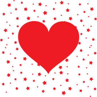 Red Heart Black Stars Background PNG image