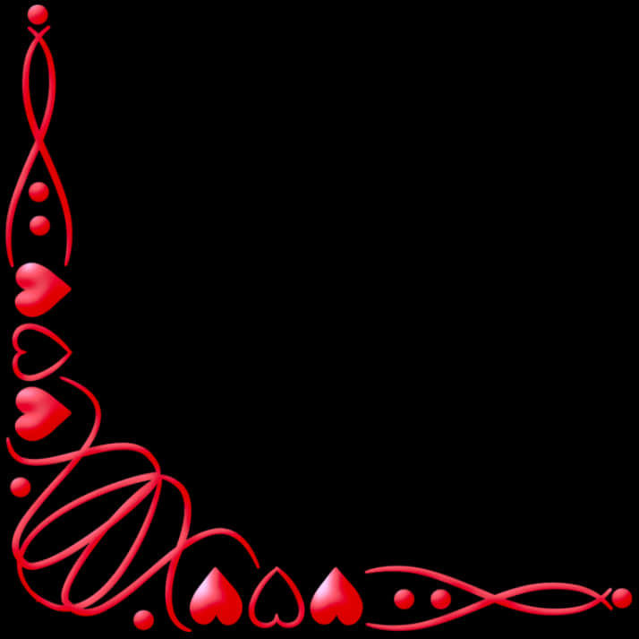 Red Heart Corner Design PNG image