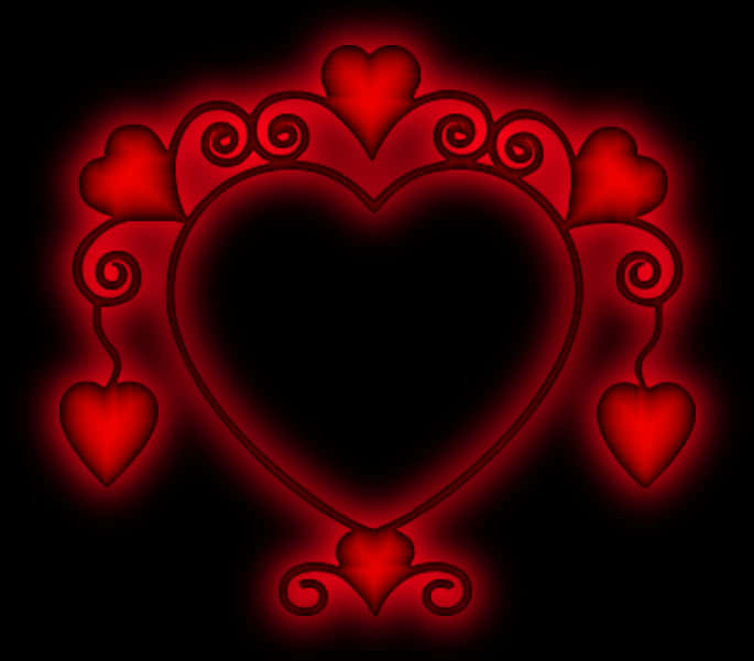 Red Heart Designon Black Background PNG image