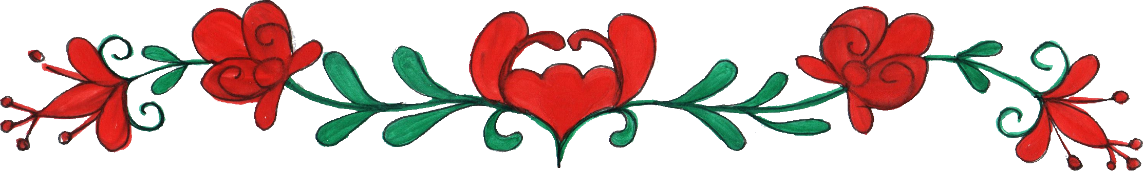 Red Heart Floral Border Design PNG image