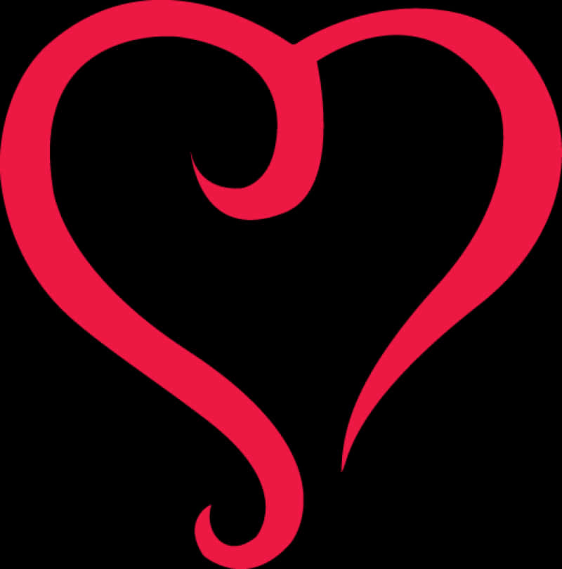 Red Heart Outline Artistic Design PNG image