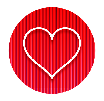 Red Heart Outlineon Striped Background PNG image