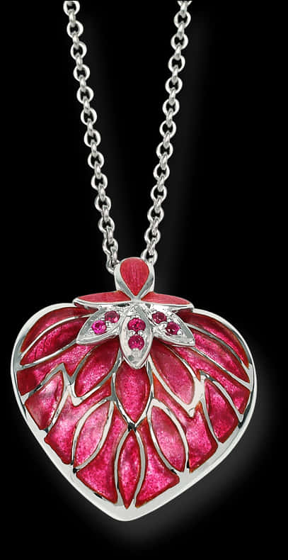 Red Heart Pendant Necklace PNG image