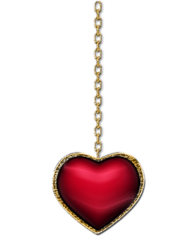 Red Heart Pendanton Gold Chain PNG image