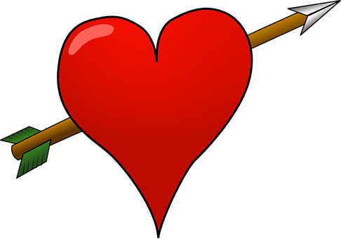 Red Heart Piercedby Arrow PNG image