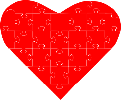 Red Heart Puzzle Pattern PNG image