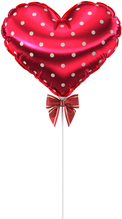 Red Heart Shaped Balloonwith Polka Dots PNG image