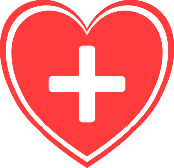 Red Heart With Plus Sign PNG image