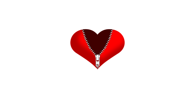 Red Heart With Zipper Illustration PNG image