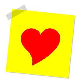 Red Heart Yellow Background PNG image