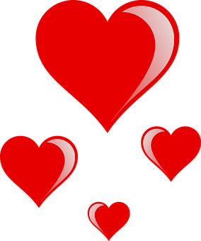 Red Hearts Black Background PNG image