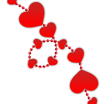 Red Hearts Chain Black Background PNG image