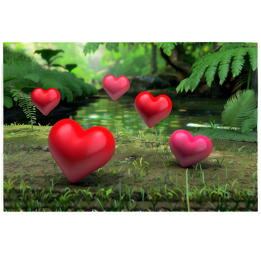 Red Hearts In Nature Scene Png Aat86 PNG image