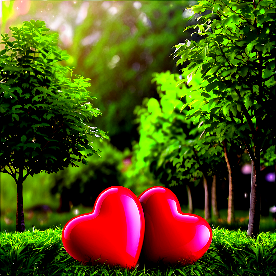 Red Hearts In Nature Scene Png Kcv45 PNG image