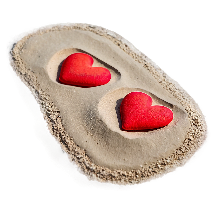 Red Hearts On Beach Sand Png Fdc PNG image