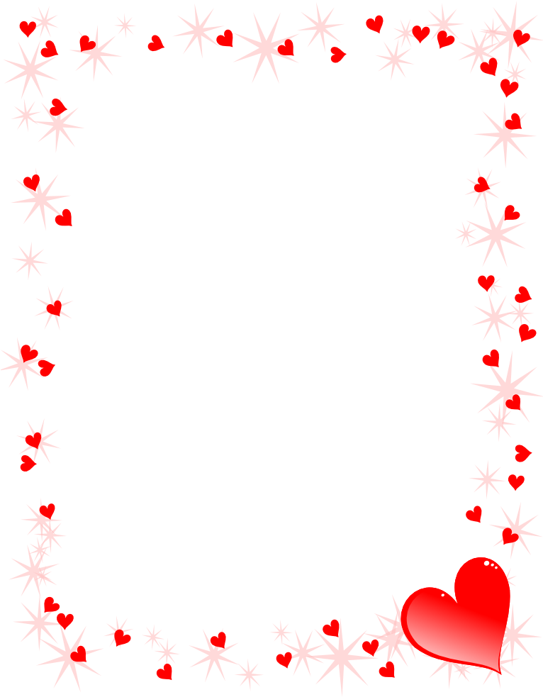 Red Heartsand Snowflakes Border PNG image