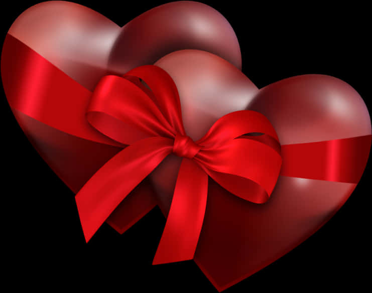 Red Heartswith Bow H D PNG image