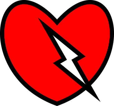 Red Heartwith Lightning Bolt PNG image