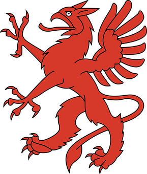 Red_ Heraldic_ Griffin_ Silhouette PNG image