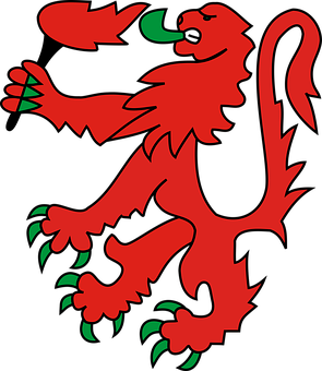 Red Heraldic Lion Vector PNG image